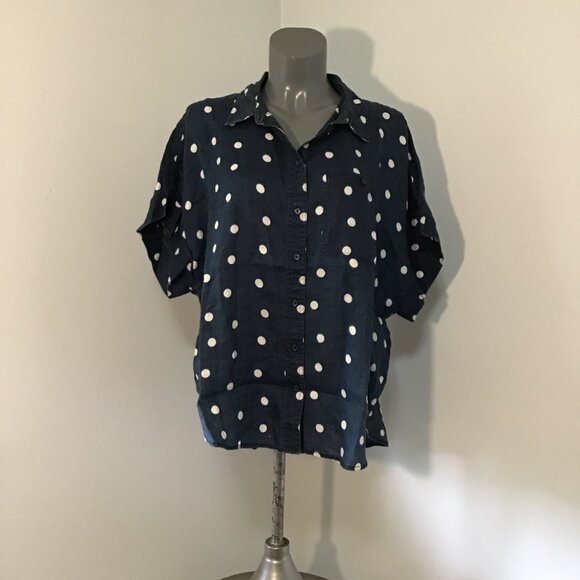Marks & Spencer Pure Linen Polka Dot Shirt  Size 18 - Picture 2 of 14